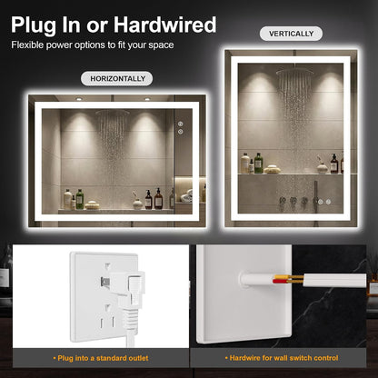30x50 LED Bathroom Mirror with Lights, Lighted Vanity Mirror for Wall