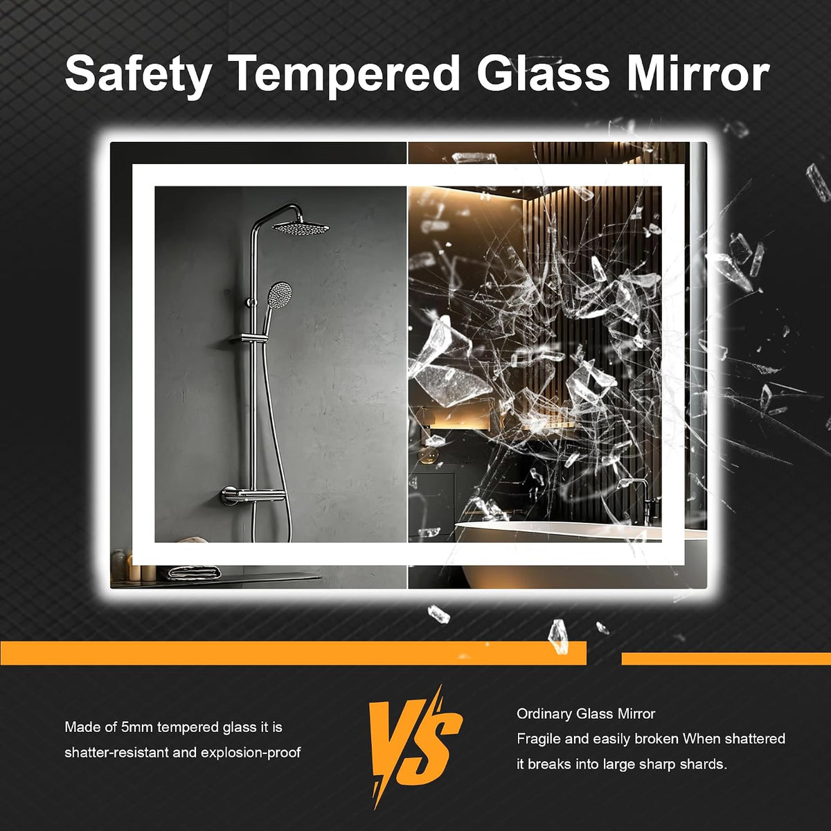 30x50 LED Bathroom Mirror with Lights, Lighted Vanity Mirror for Wall