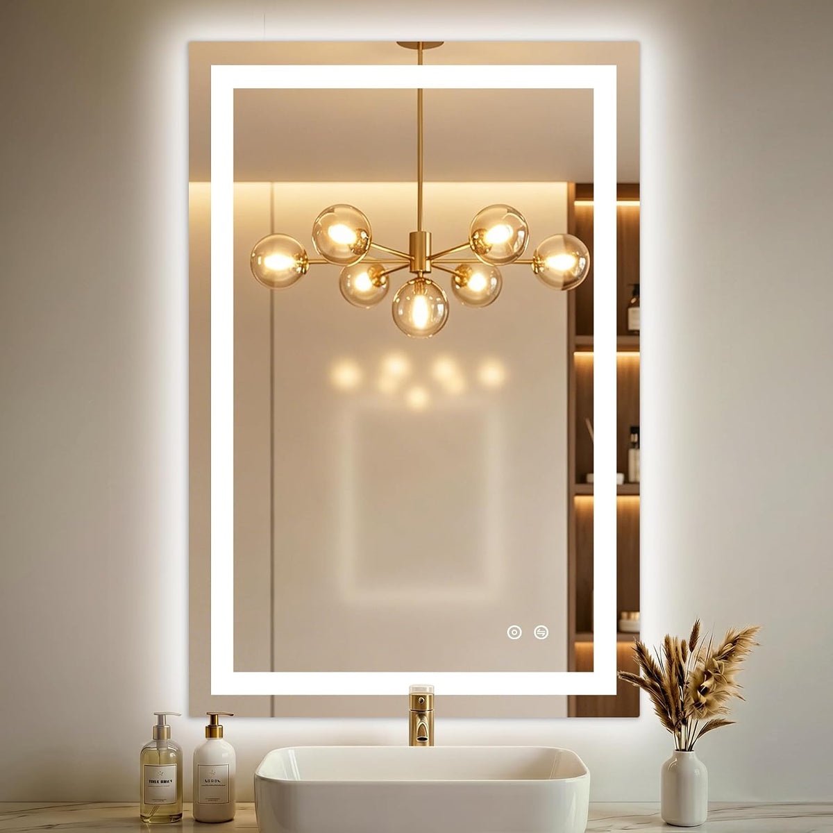 30x50 LED Bathroom Mirror with Lights, Lighted Vanity Mirror for Wall