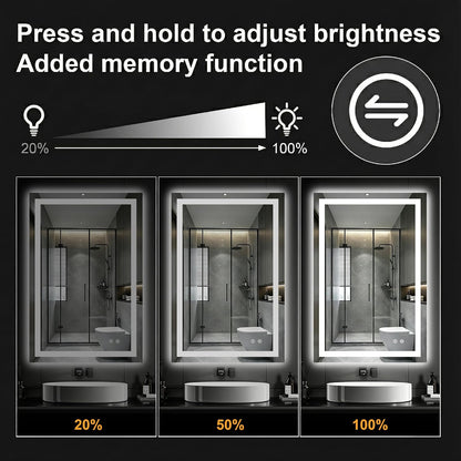 30x50 LED Bathroom Mirror with Lights, Lighted Vanity Mirror for Wall
