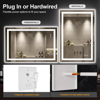 30x50 LED Bathroom Mirror with Lights, Lighted Vanity Mirror for Wall
