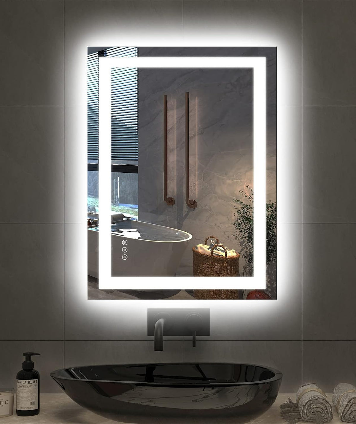 LED Bathroom Mirror 24"X36" with Front Light and Backlit - Colors B