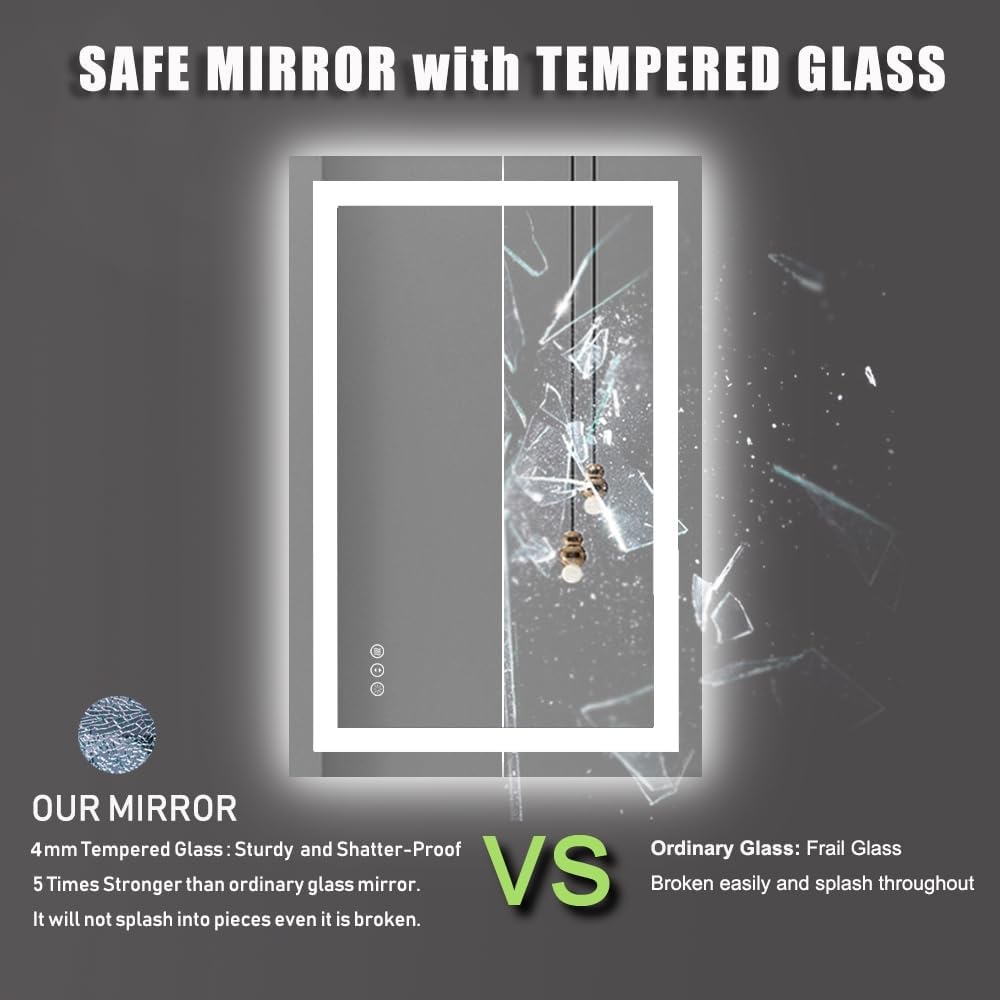 LED Bathroom Mirror 24"X36" with Front Light and Backlit - Colors B