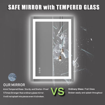LED Bathroom Mirror 24"X36" with Front Light and Backlit - Colors B