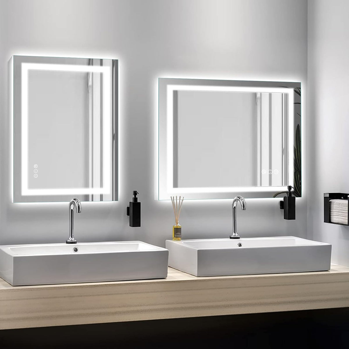 LED Bathroom Mirror 24"X36" with Front Light and Backlit - Colors B