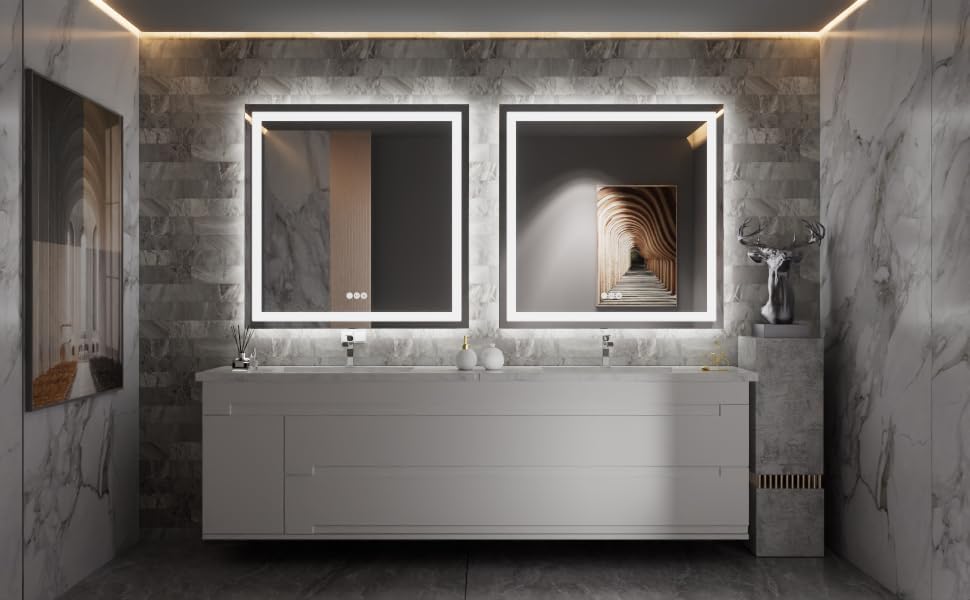 LED Bathroom Mirror 24"X36" with Front Light and Backlit - Colors B