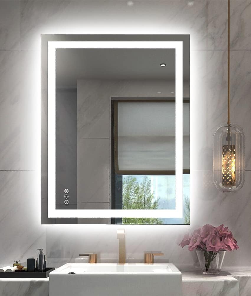 LED Bathroom Mirror 24"X36" with Front Light and Backlit - Colors B