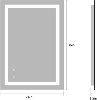 LED Bathroom Mirror 24"X36" with Front Light and Backlit - Colors B