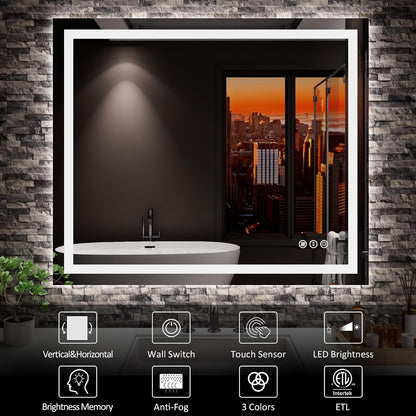 LED Bathroom Mirror 24"X36" with Front Light and Backlit - Colors B