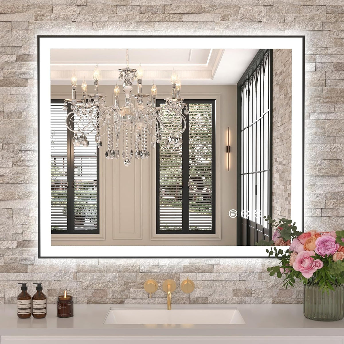 LED Bathroom Mirror 24"X36" with Front Light and Backlit - Colors B