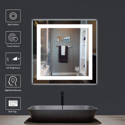 LED Bathroom Mirror 24"X36" with Front Light and Backlit - Colors B