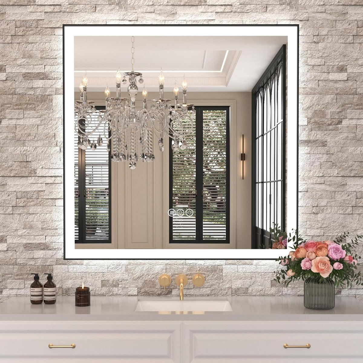 LED Bathroom Mirror 24"X36" with Front Light and Backlit - Colors B