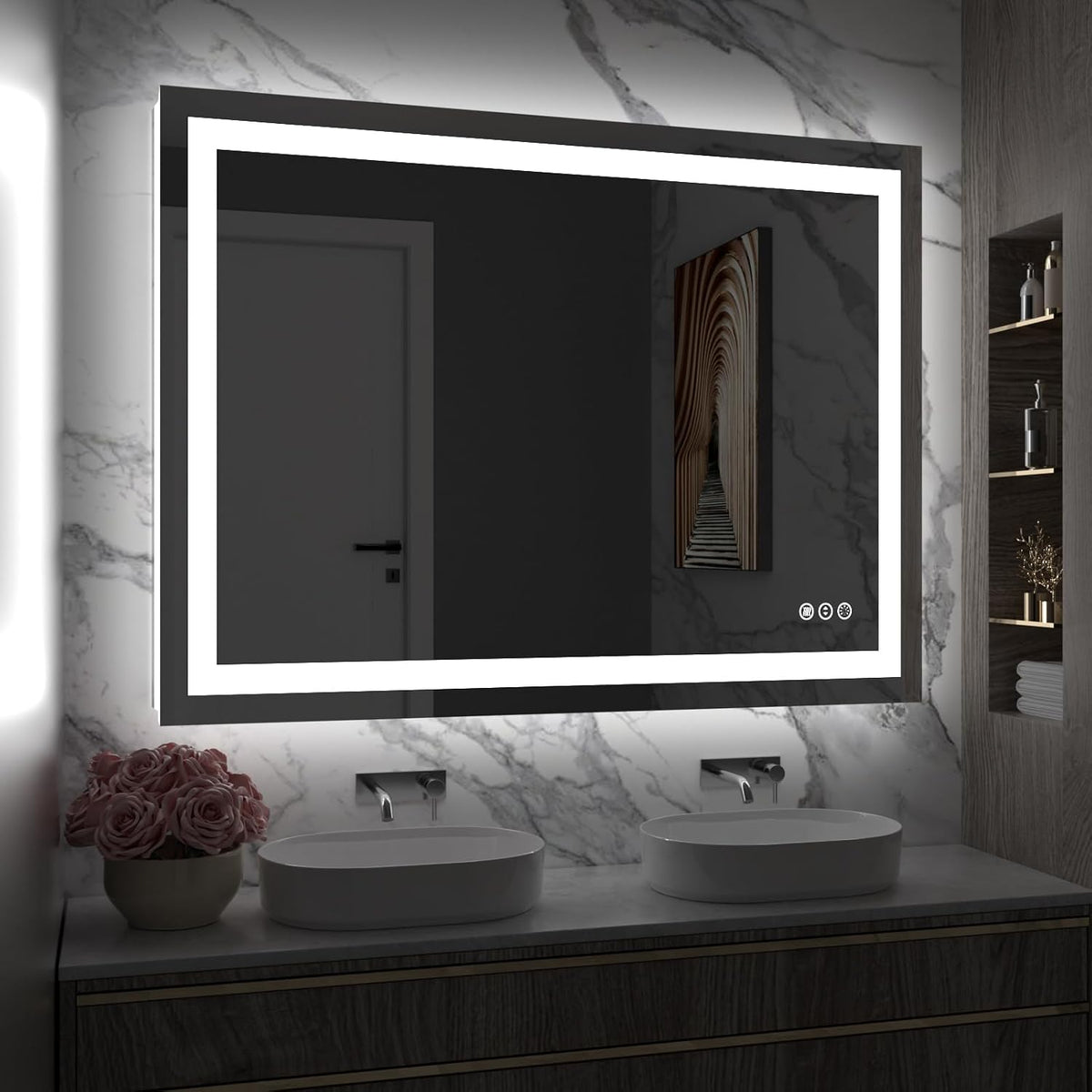 LED Bathroom Mirror 24"X36" with Front Light and Backlit - Colors B