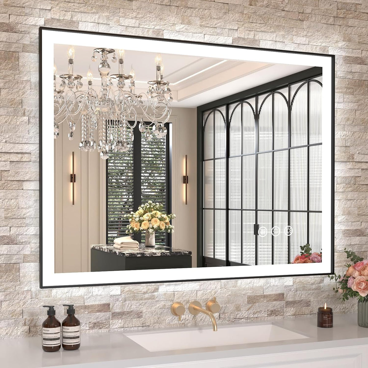 LED Bathroom Mirror 24"X36" with Front Light and Backlit - Colors B