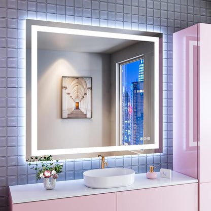 LED Bathroom Mirror 24"X36" with Front Light and Backlit - Colors B