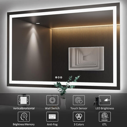 LED Bathroom Mirror 24"X36" with Front Light and Backlit - Colors B