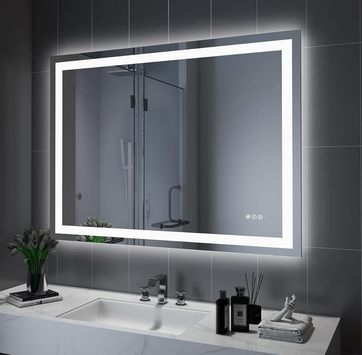 LED Bathroom Mirror 24"X36" with Front Light and Backlit - Colors B