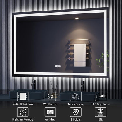 LED Bathroom Mirror 24"X36" with Front Light and Backlit - Colors B