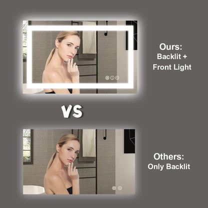 LED Bathroom Mirror 24"X36" with Front Light and Backlit - Colors B