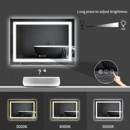 LED Bathroom Mirror 24"X36" with Front Light and Backlit - Colors B