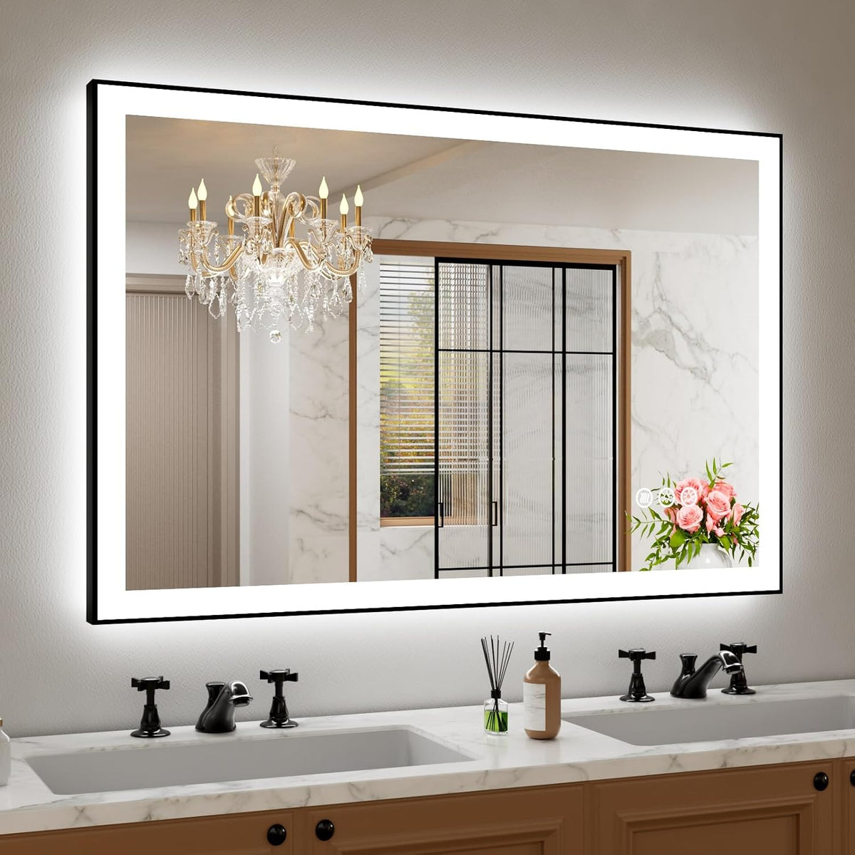 LED Bathroom Mirror 24"X36" with Front Light and Backlit - Colors B