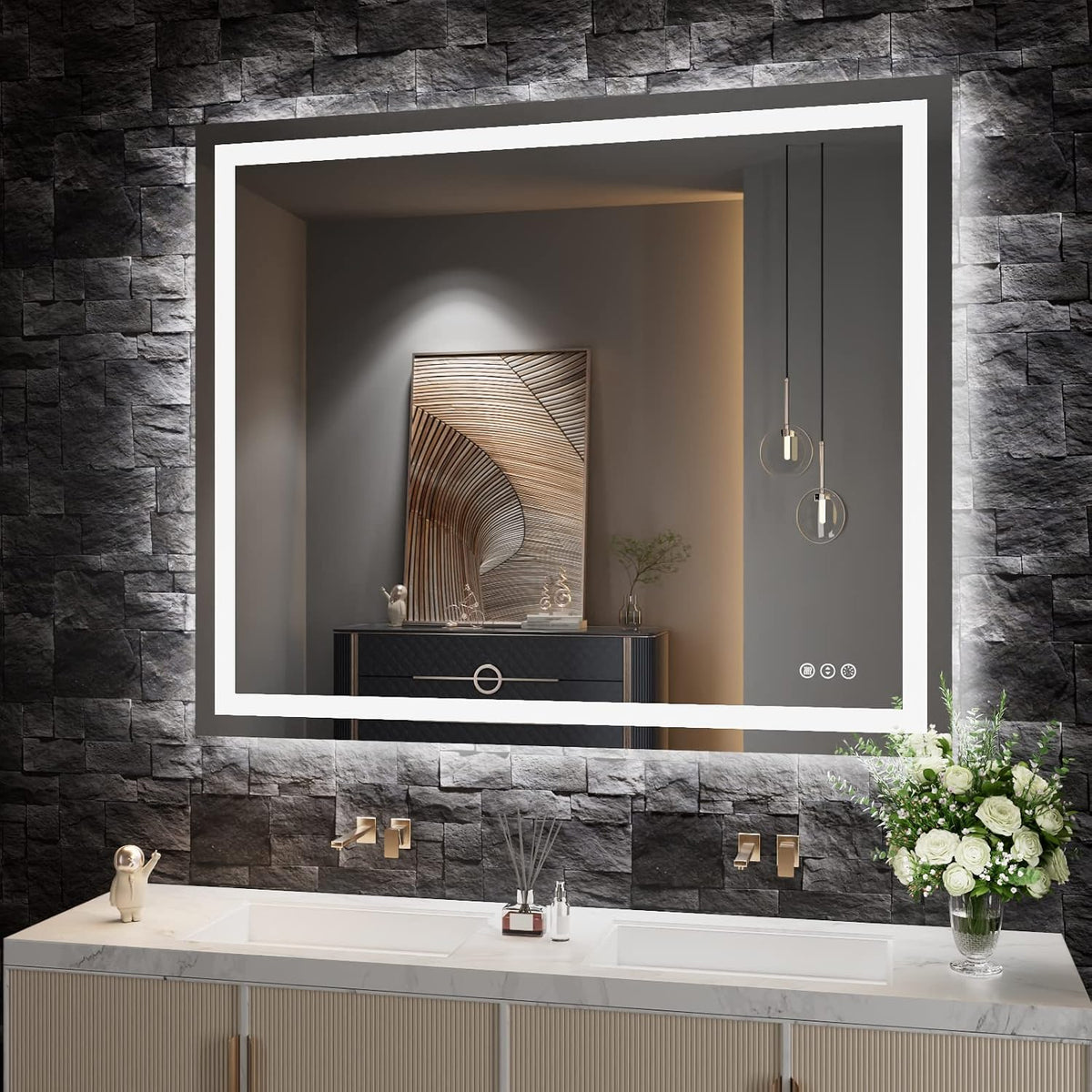 LED Bathroom Mirror 24"X36" with Front Light and Backlit - Colors B
