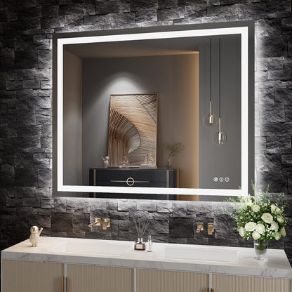 LED Bathroom Mirror 24"X36" with Front Light and Backlit - Colors B