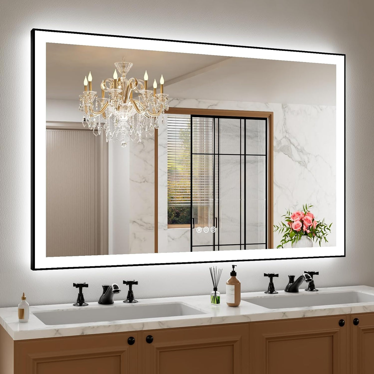 LED Bathroom Mirror 24"X36" with Front Light and Backlit - Colors B