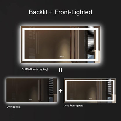 LED Bathroom Mirror 24"X36" with Front Light and Backlit - Colors B