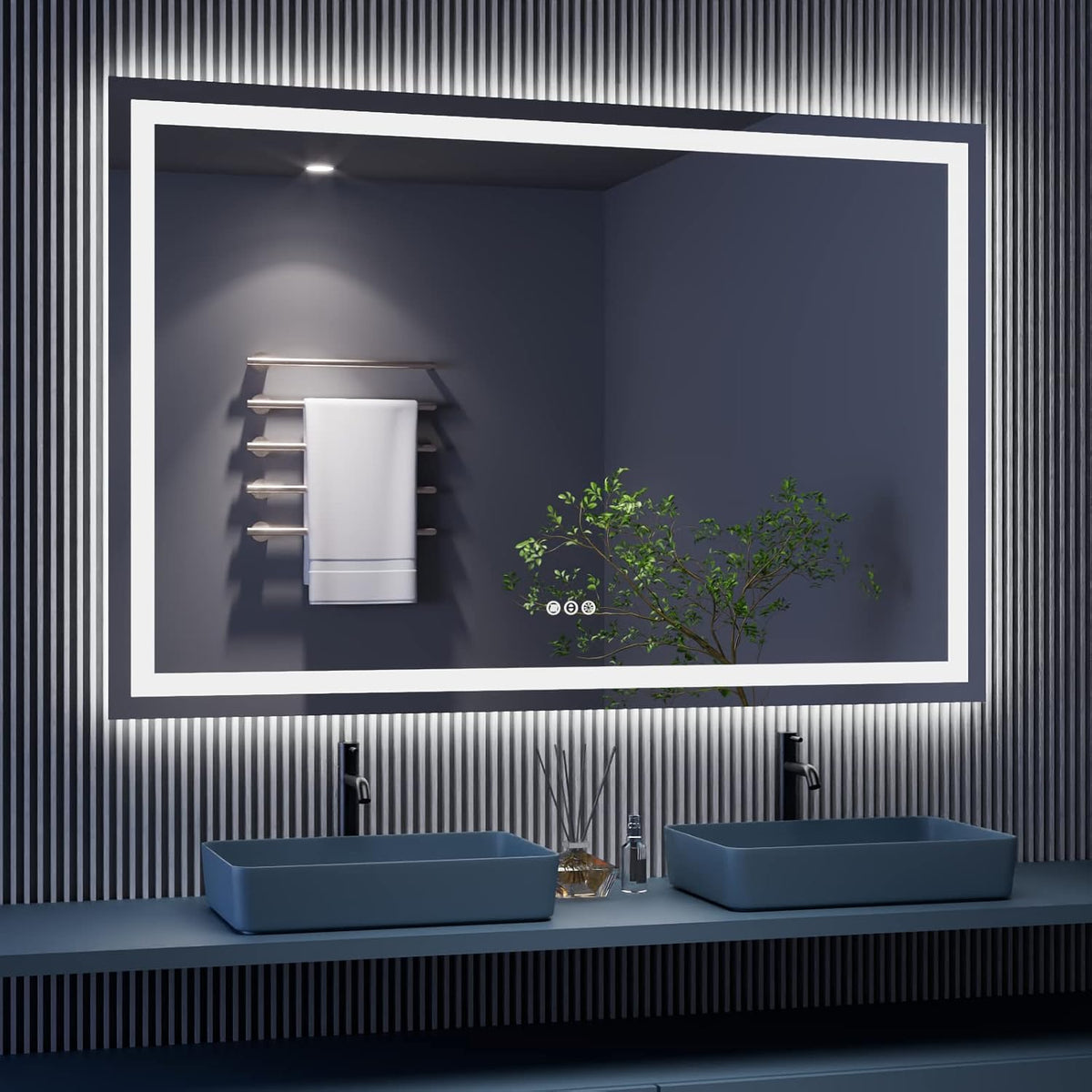LED Bathroom Mirror 24"X36" with Front Light and Backlit - Colors B