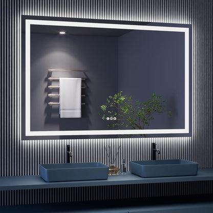 LED Bathroom Mirror 24"X36" with Front Light and Backlit - Colors B