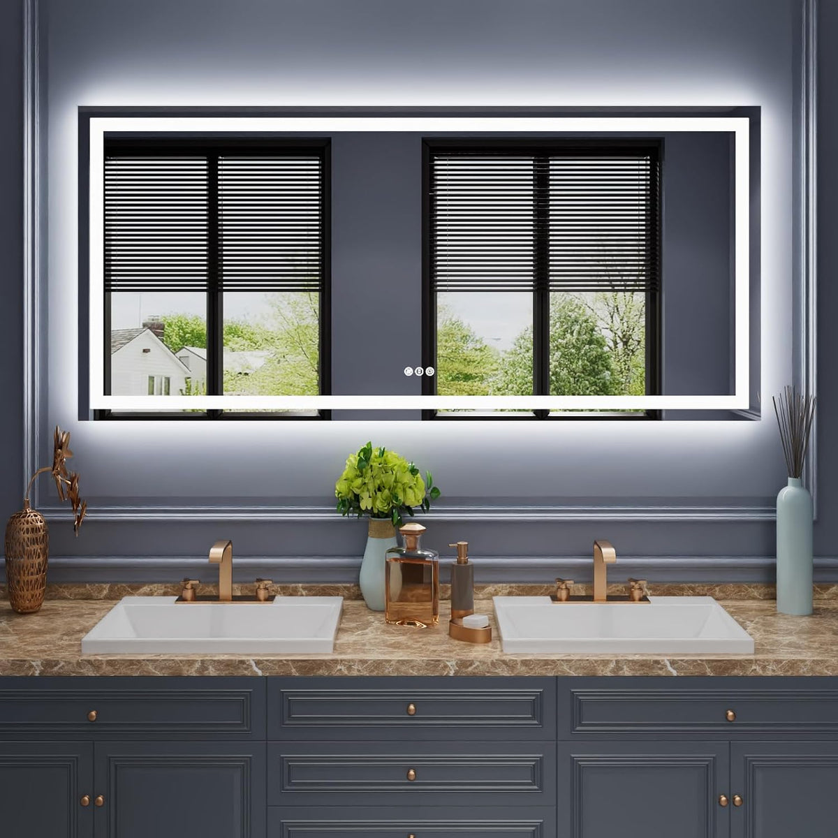 LED Bathroom Mirror 24"X36" with Front Light and Backlit - Colors B