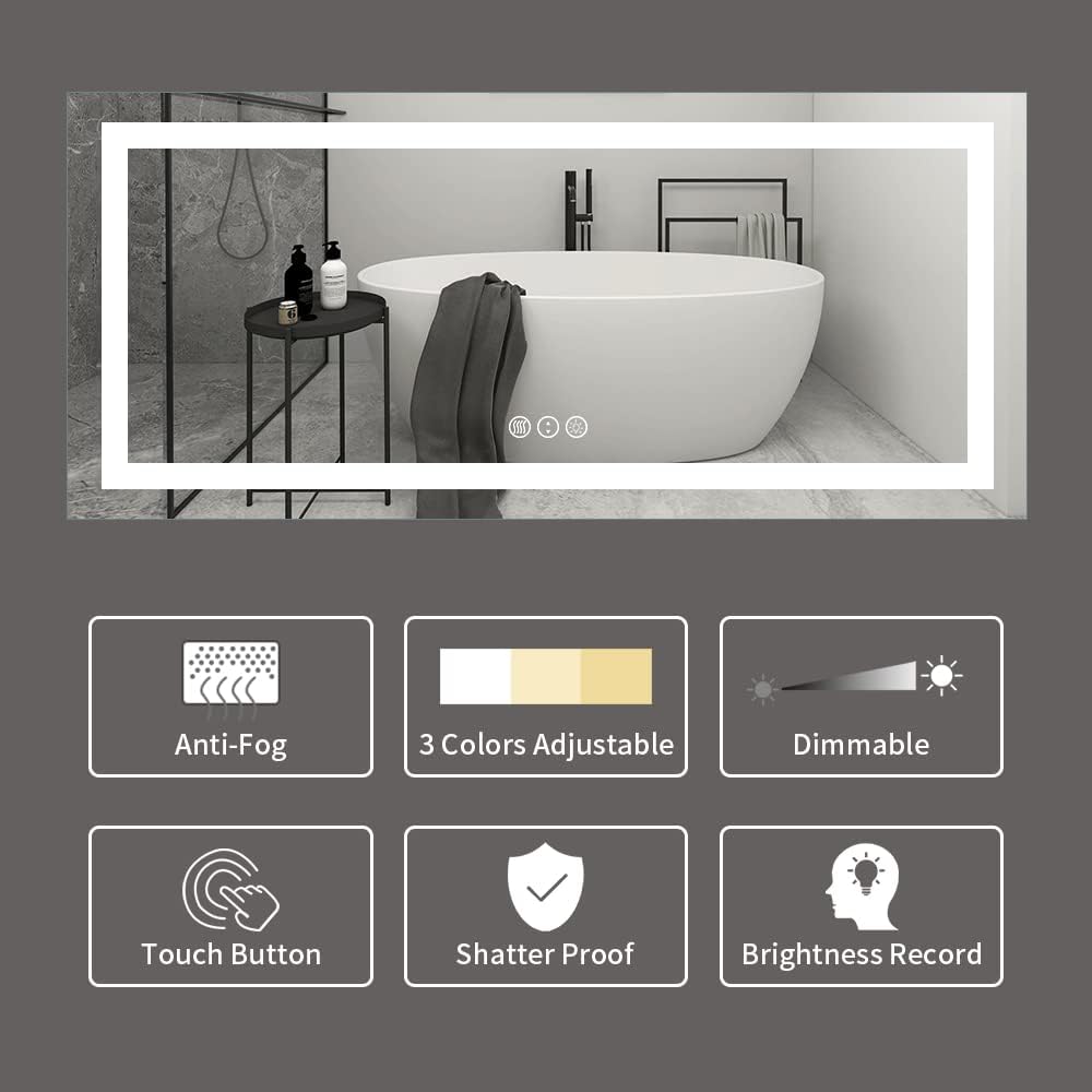 LED Bathroom Mirror 24"X36" with Front Light and Backlit - Colors B