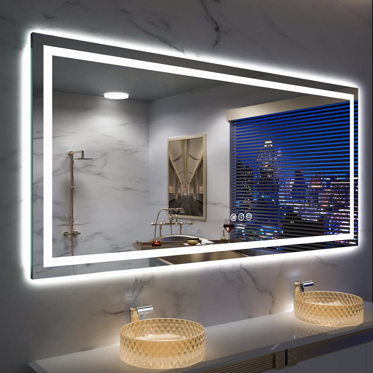 LED Bathroom Mirror 24"X36" with Front Light and Backlit - Colors B