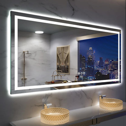 LED Bathroom Mirror 24"X36" with Front Light and Backlit - Colors B