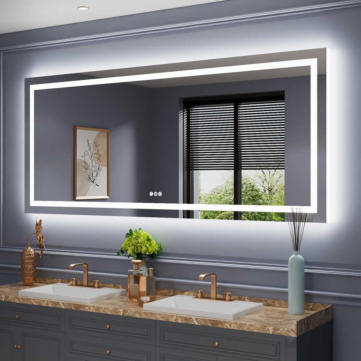 LED Bathroom Mirror 24"X36" with Front Light and Backlit - Colors B