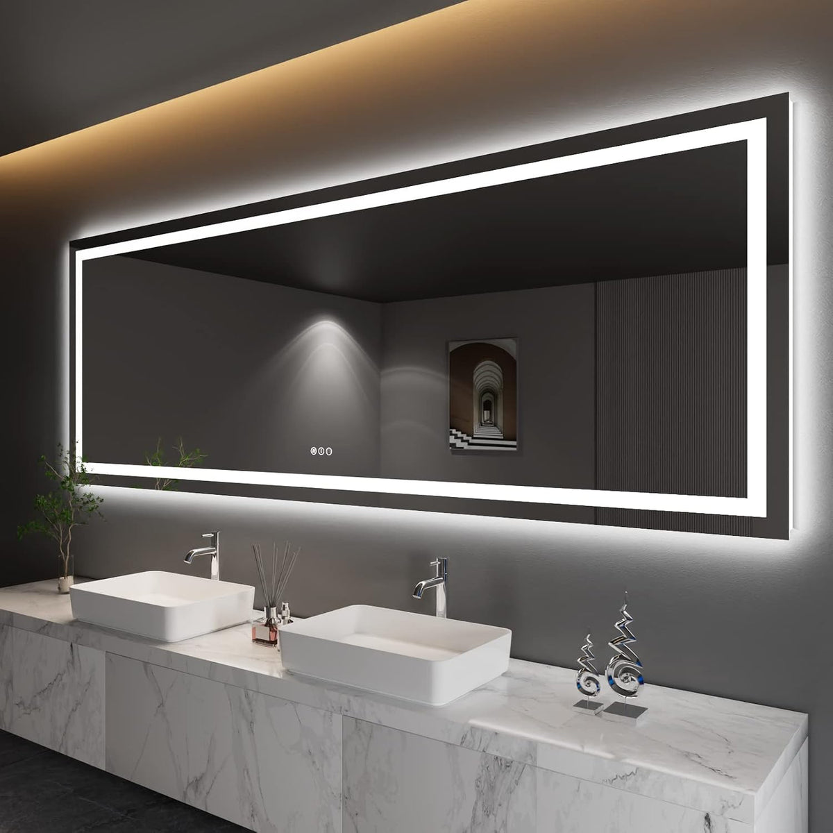 LED Bathroom Mirror 24"X36" with Front Light and Backlit - Colors B