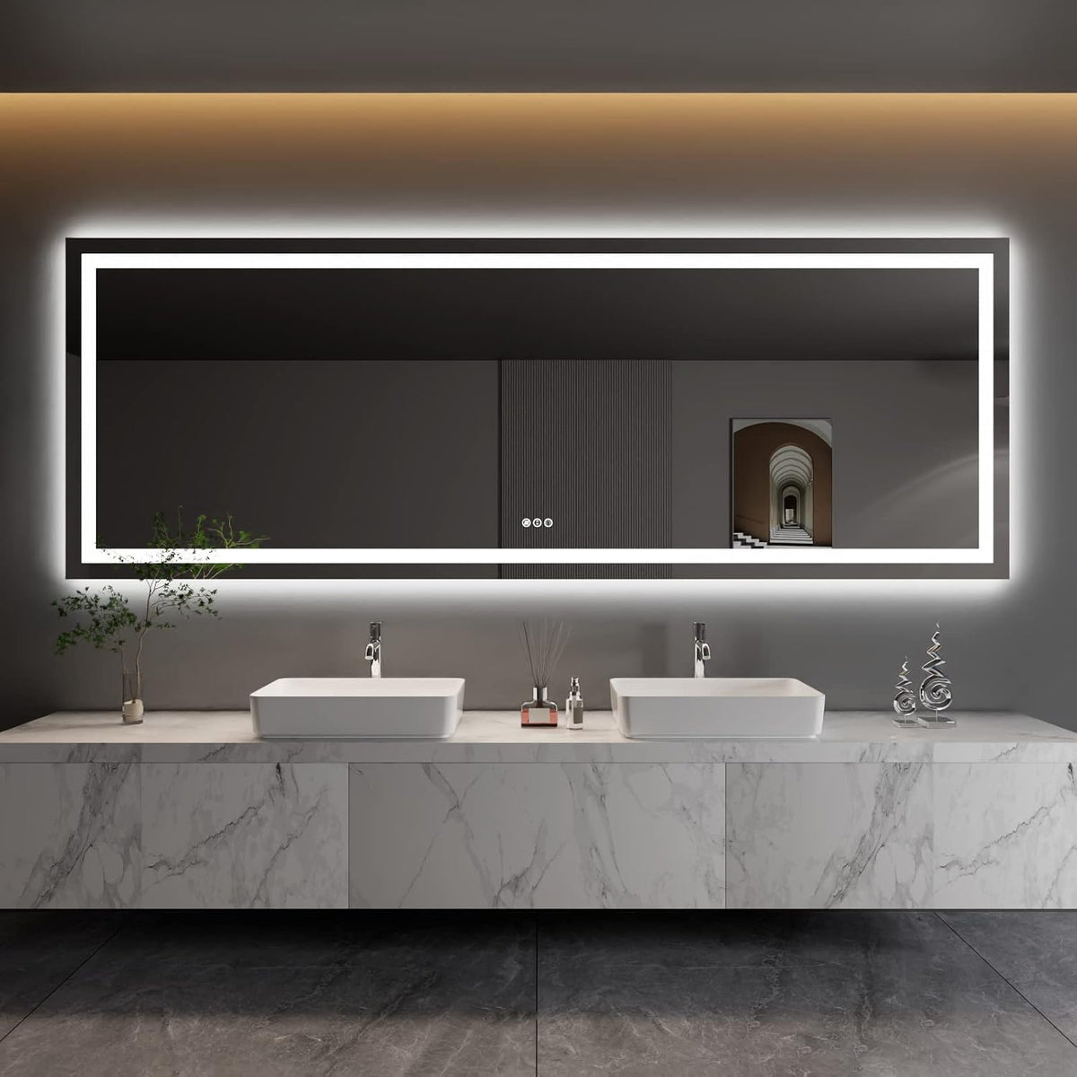 LED Bathroom Mirror 24"X36" with Front Light and Backlit - Colors B