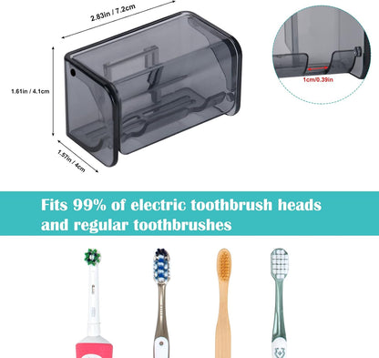 2 PCS Toothbrush Holders Wall Mounted with Cover (2, Transparent Black)