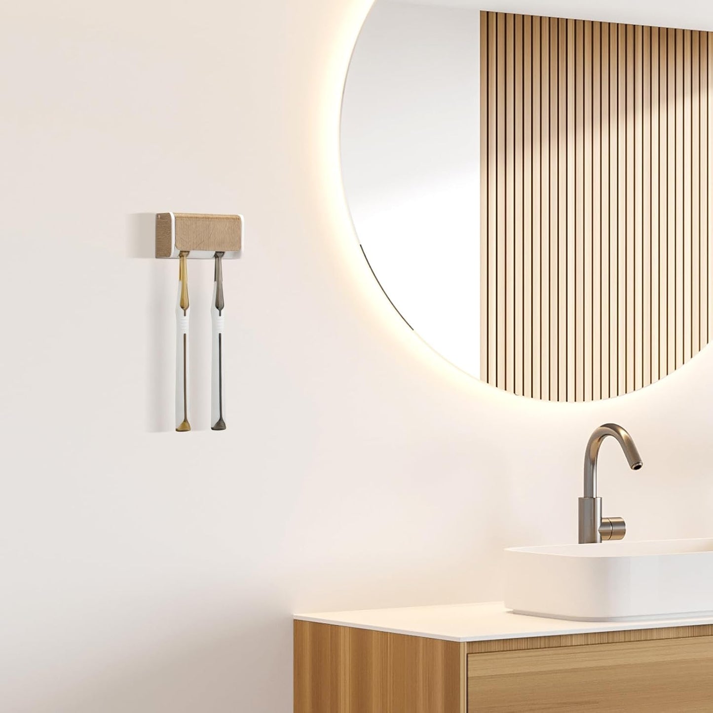 2 PCS Toothbrush Holders Wall Mounted with Cover (2, Transparent Black)