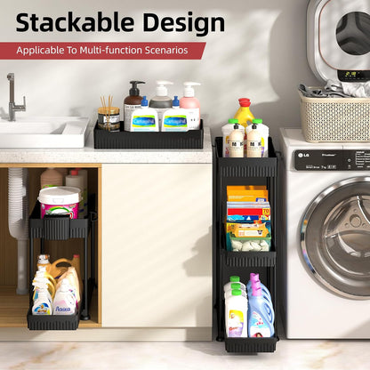 4-Pack 2-Tier Under Sink Organizer with Pull Out Drawers