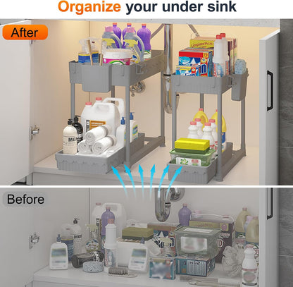 4-Pack 2-Tier Under Sink Organizer with Pull Out Drawers