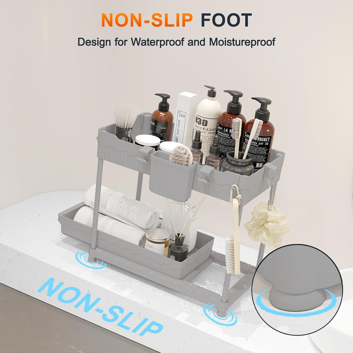 4-Pack 2-Tier Under Sink Organizer with Pull Out Drawers