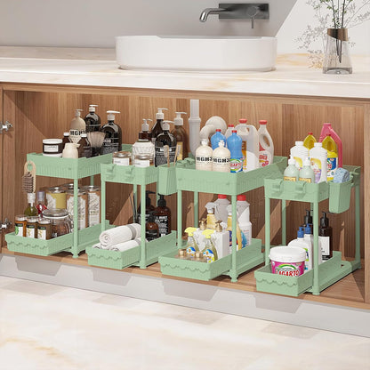 4-Pack 2-Tier Under Sink Organizer with Pull Out Drawers