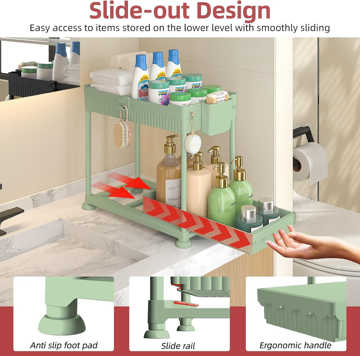 4-Pack 2-Tier Under Sink Organizer with Pull Out Drawers