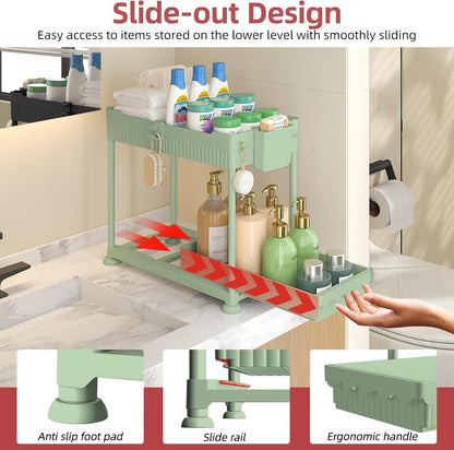 4-Pack 2-Tier Under Sink Organizer with Pull Out Drawers