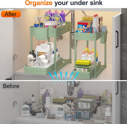 4-Pack 2-Tier Under Sink Organizer with Pull Out Drawers