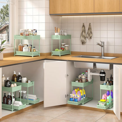 4-Pack 2-Tier Under Sink Organizer with Pull Out Drawers