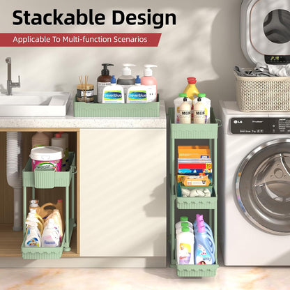 4-Pack 2-Tier Under Sink Organizer with Pull Out Drawers