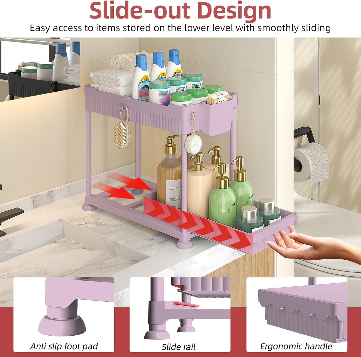4-Pack 2-Tier Under Sink Organizer with Pull Out Drawers